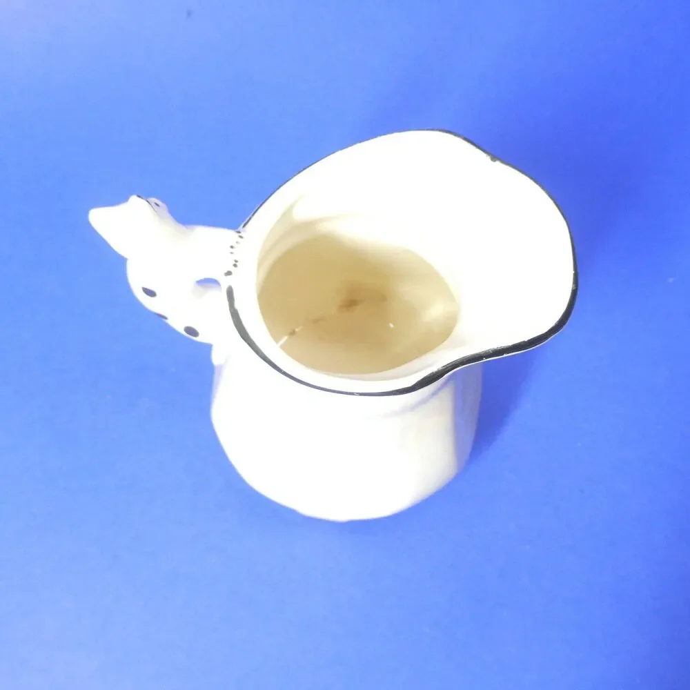 Cat Handle Creamer Vintage Cream Pitcher Porcelain Czechoslovakia